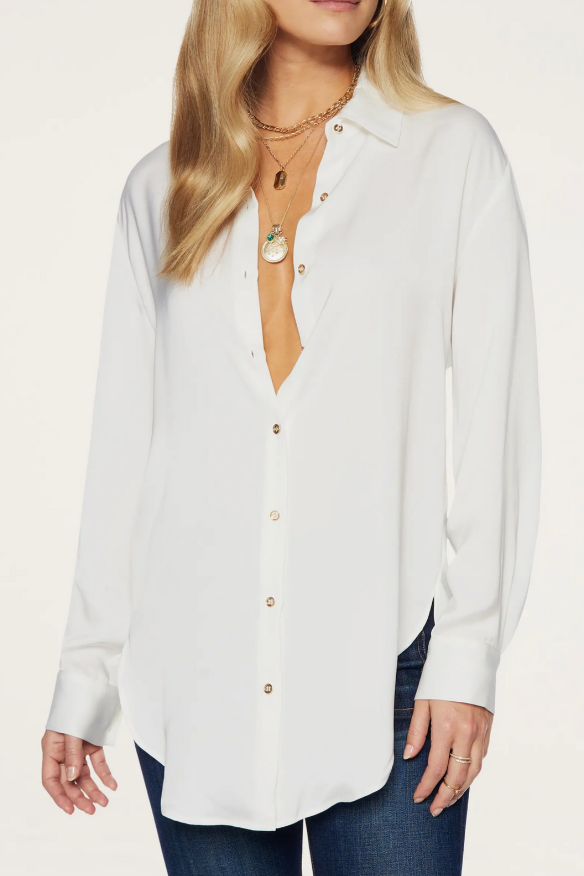 Ramy Brook Kolby Oversized Button Down Blouse White