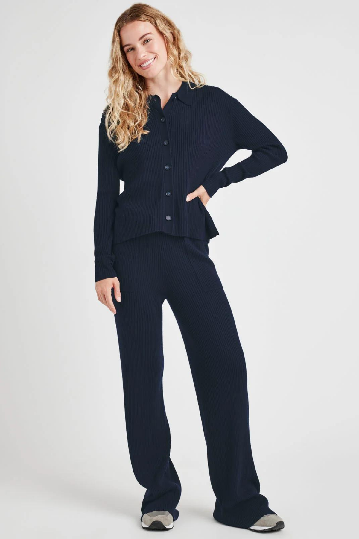 Splendid Georgie Polo Button Down Cardigan Navy