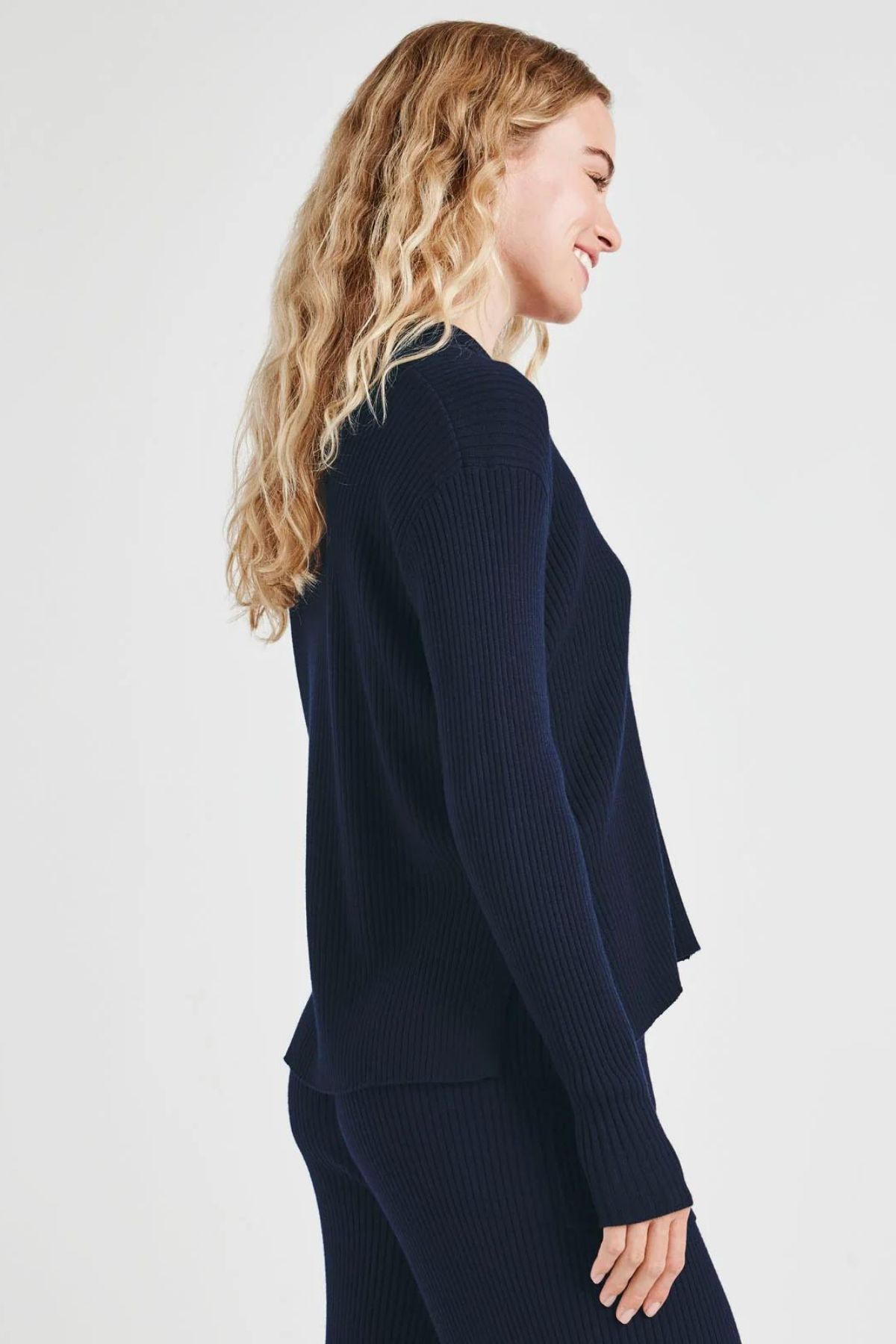 Splendid Georgie Polo Button Down Cardigan Navy