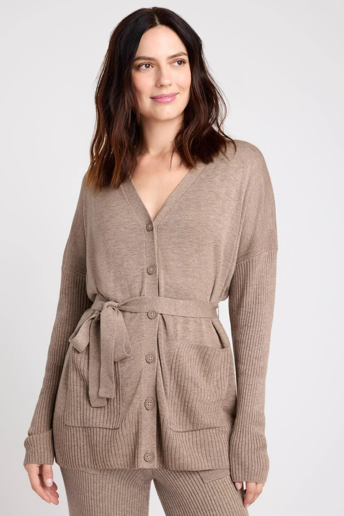 Splendid Georgie Cashblend Tunic Cardigan Tawny Heather