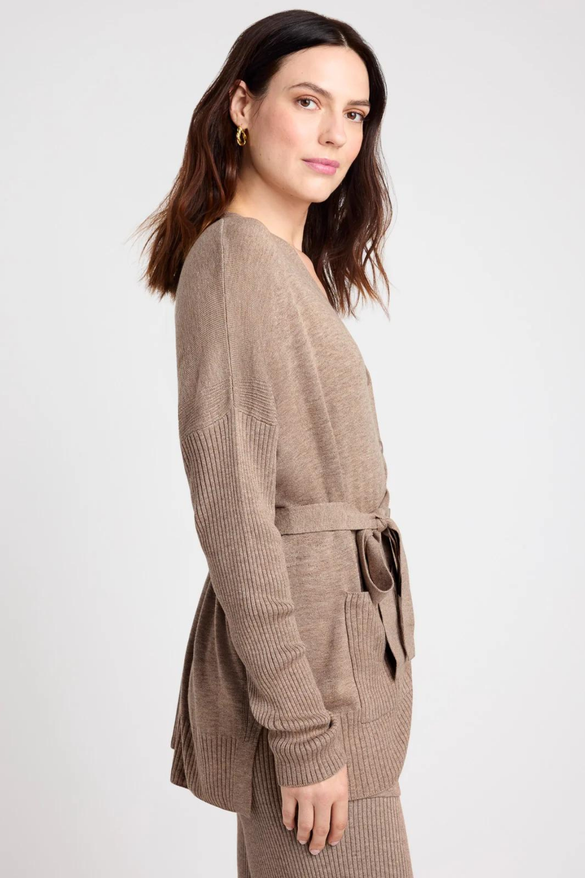 Splendid Georgie Cashblend Tunic Cardigan Tawny Heather