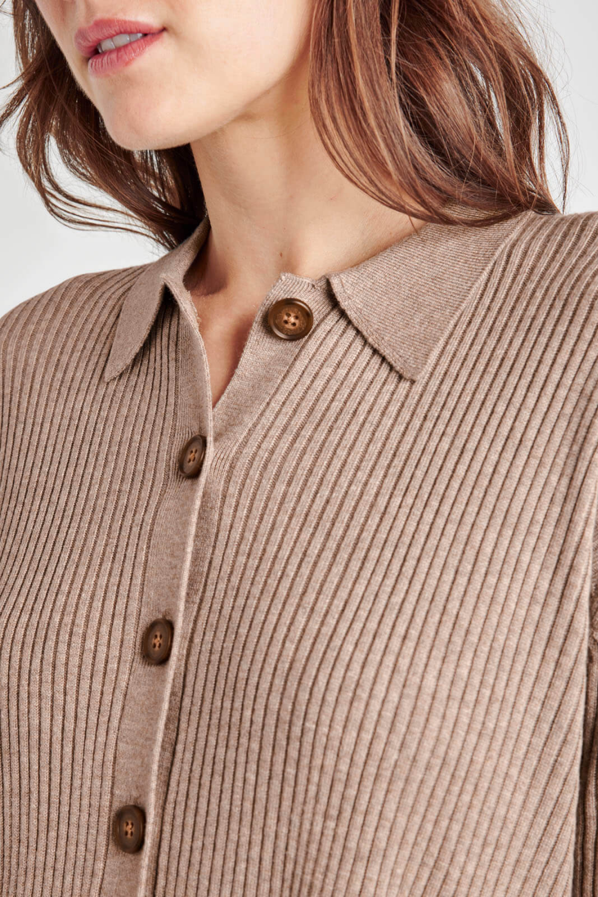 Splendid Georgie Polo Button Down Cardigan Tawny Heather