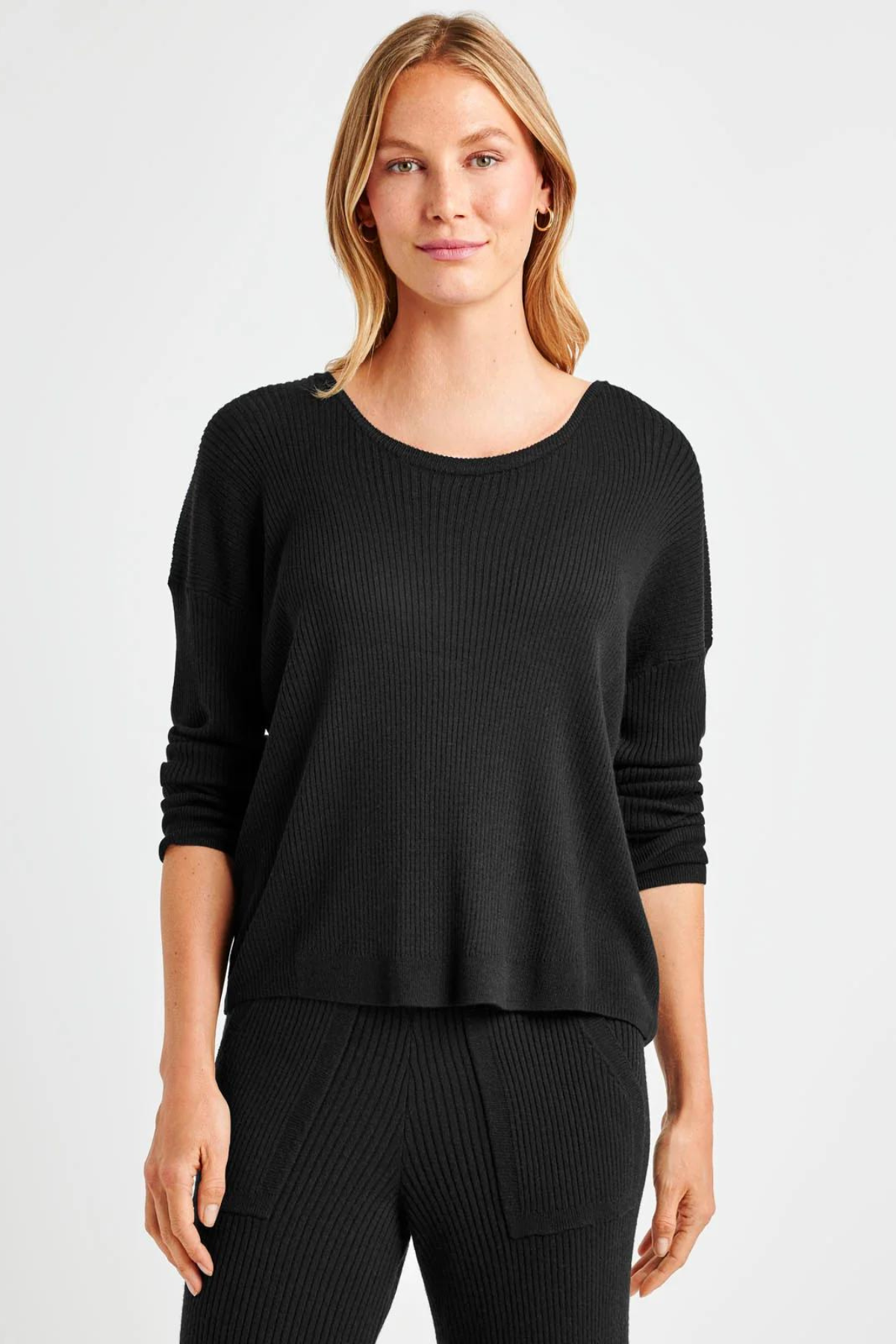 Splendid Georgie Rib Sweater Black