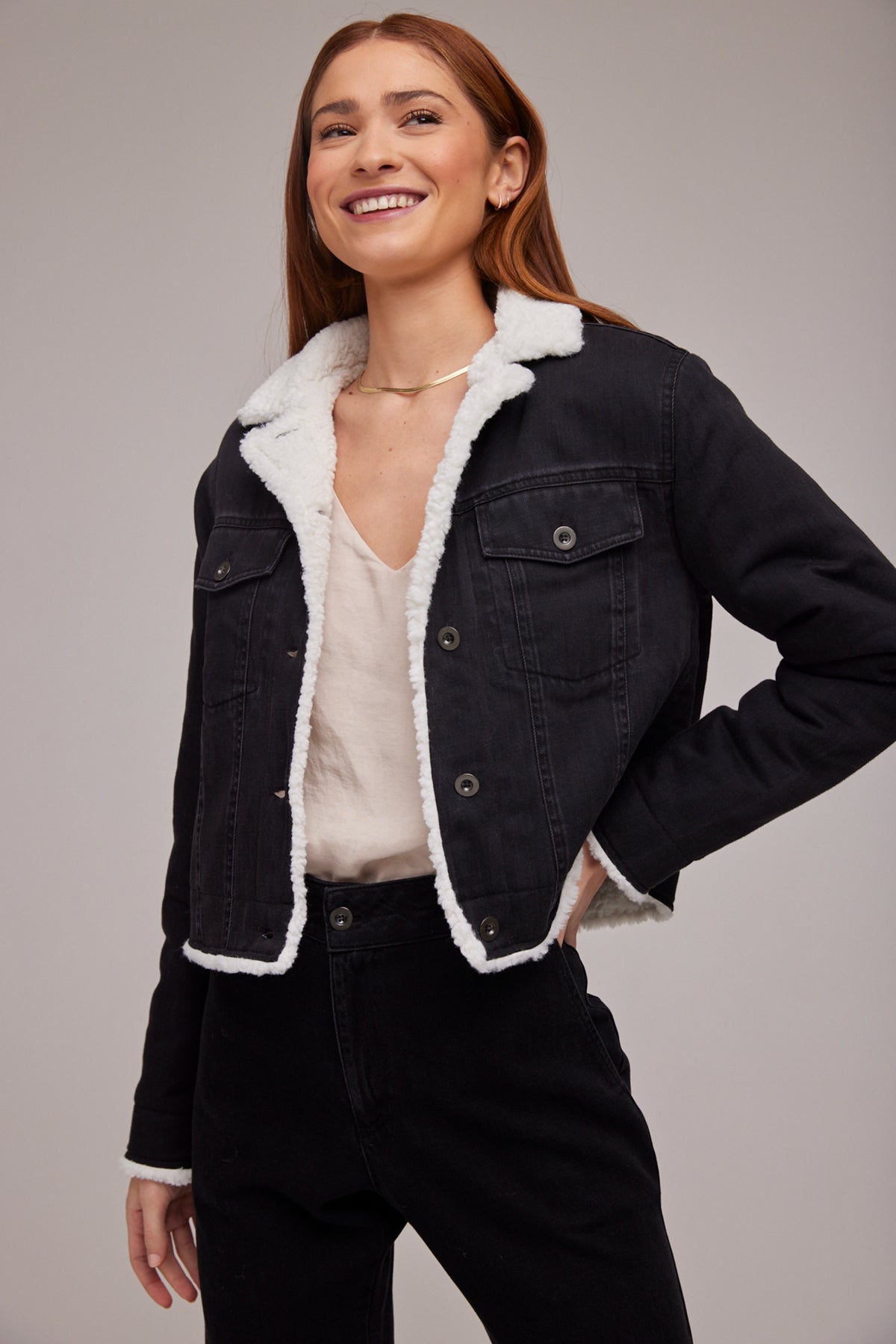 Bella Dahl Cropped Sherpa Jean Jacket