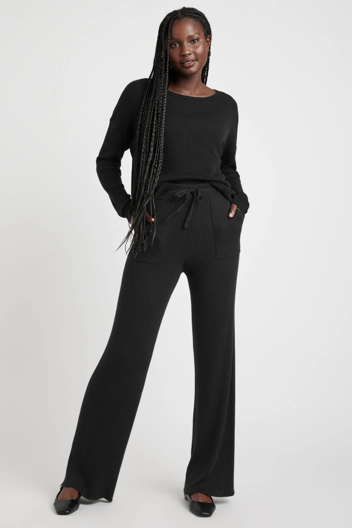 Splendid Georgie Rib Long Pant Black