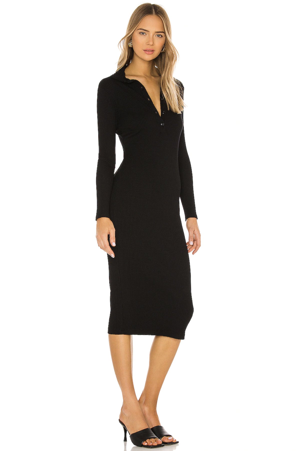 Enza Costa Rib Knee Polo Midi Dress