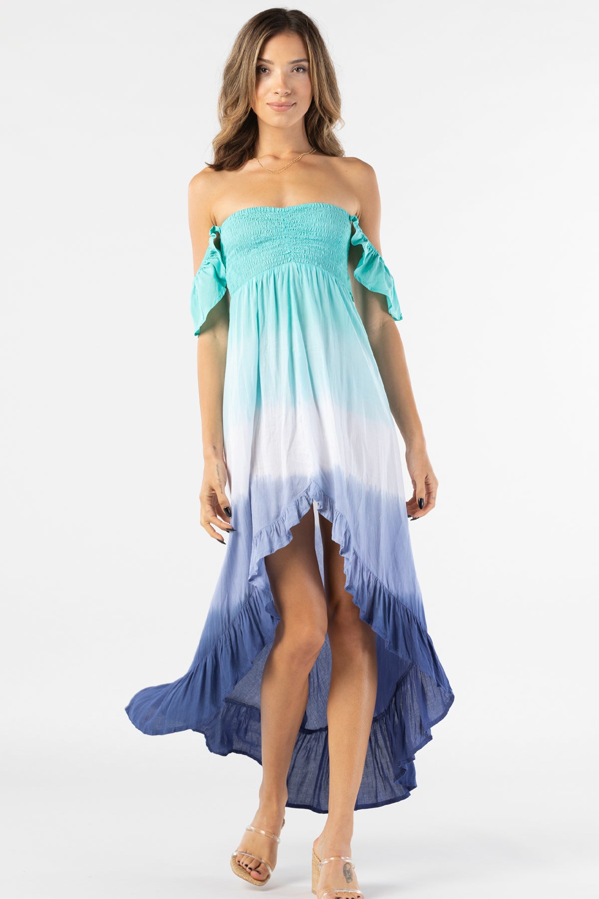 Tiare Hawaii Brooklyn Maxi Dress - Teal White Navy Ombre