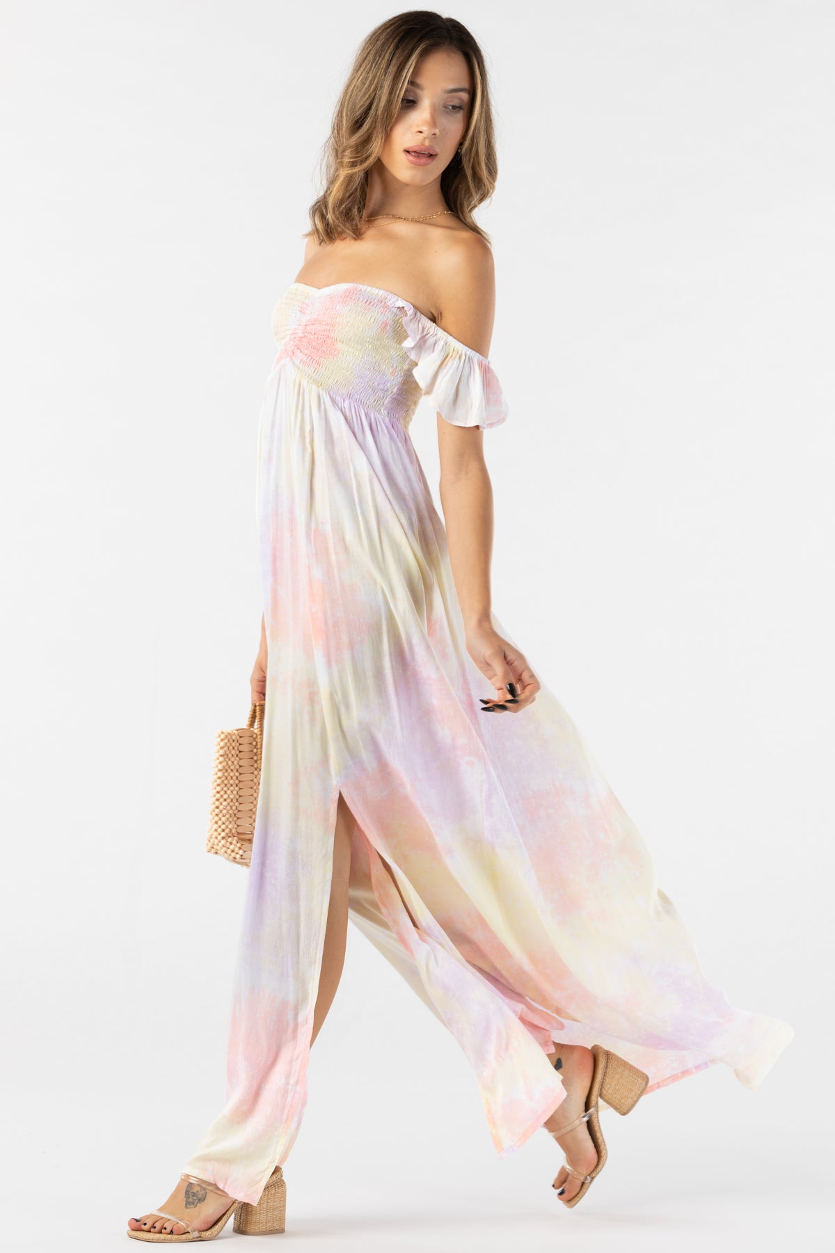 Tiare Hawaii Hollie Maxi Dress - Salmon Yellow Violet Smoke