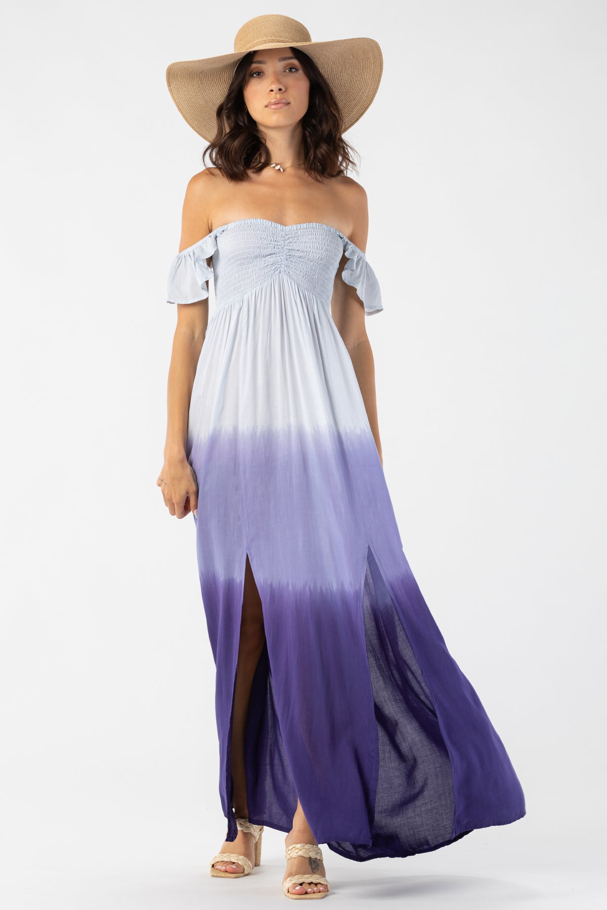 Tiare Hawaii Hollie Maxi Dress - White Indigo Ombre