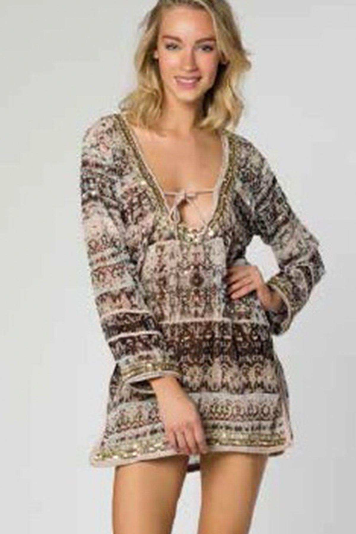 Letarte Tribal Long Sleeve Cover Up