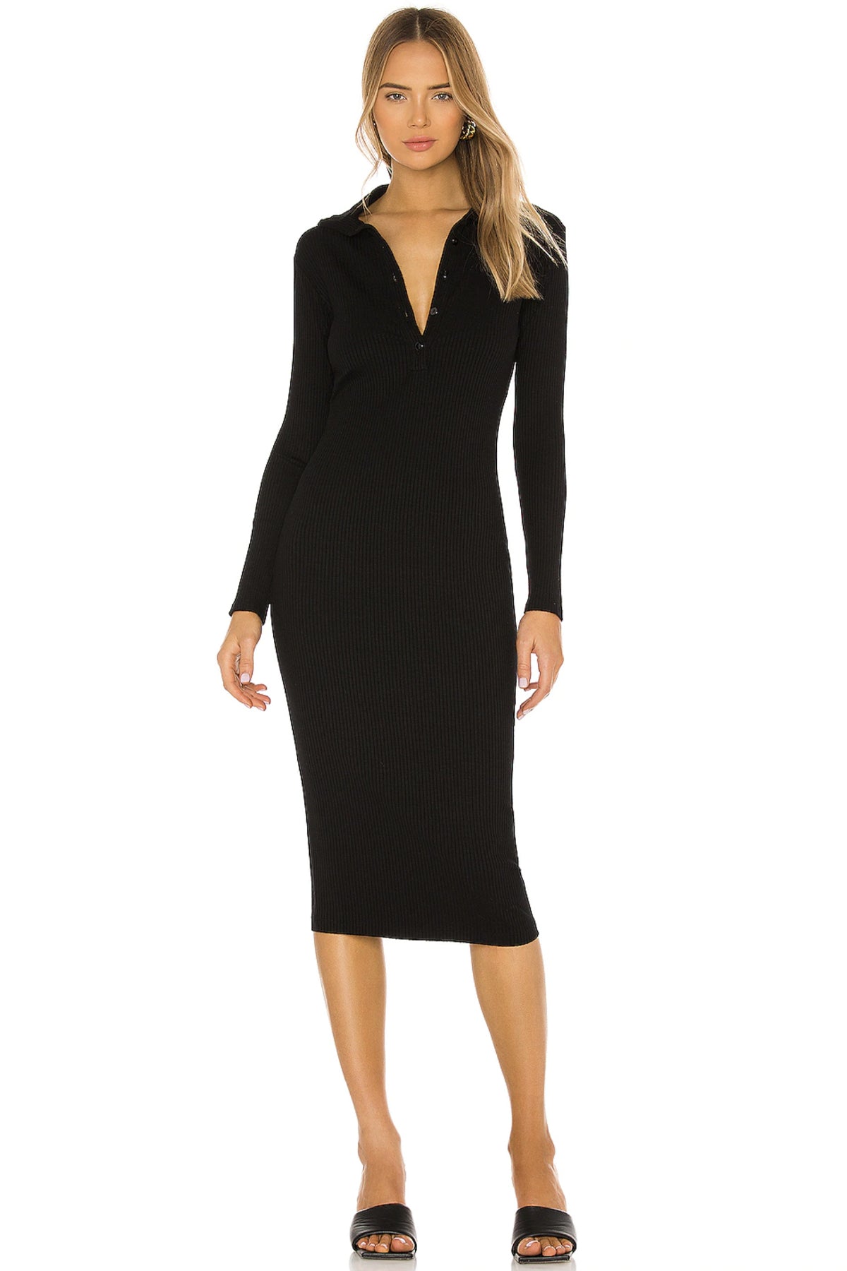 Enza Costa Rib Knee Polo Midi Dress